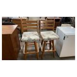 PAIR OF PADDED SWIVEL STOOLS
