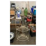 Metal corner shelf & bottles