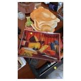 2 Serving platters & spoon rest