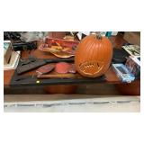 Metal play ball wall decor & pumpkin