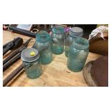 LOT OF BLUE BALL JARS