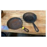 TWO SMALL CAST IRON SKILLETS