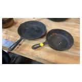 TWO SMALL CAST IRON SKILLETS