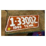 PAINTED 1949 TENNESSEE LICENSE PLATE