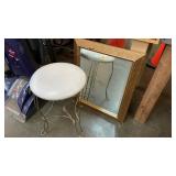 FRAMED MIRROR AND VANITY STOOL