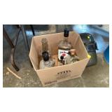 BOX OF VINTAGE BOTTLES, JIM BEAM, ETC