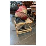 SHELF, BASKET, PYREX MEASURING GLASS, ETC
