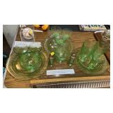 VINTAGE GREEN GLASS DISHES