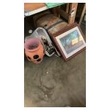 Lg lot of framed prints,planter, etc