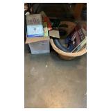 Box of books & basket