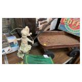 Girl figure & small flexible flyer wagon