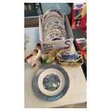 BLUE & WHITE DISHES, PLANTERS