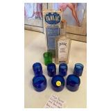 VINTAGE TANLAC BOTTLE, BLUE JARS