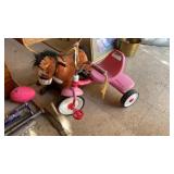 RADIO FLYER TRICYCLE, ROCKING HORSE
