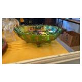 CARNIVAL GLASS FOOTED BOWL