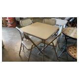 CARD TABLE AND FOUR CHAIRS