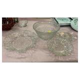 FLUTED GLASS BOWL, SERVING PLATES