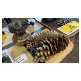LARGE PINECONE DECOR, SPITTOON WITH PLANT