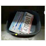 Tub of Various License Plates