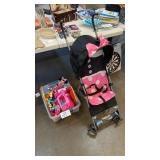STROLLER AND DISNEY TOYS