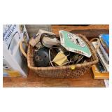 BASKET OF VINTAGE CLOCKS/CLOCK PARTS