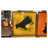 COW METAL ROAD SIGN, 3x3