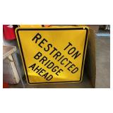 TON RESTRICTED BRIDGE AHEAD METAL ROAD SIGN 3x3