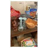Candle holders,vases & wooden bowl