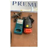 2 battery chargers & battery