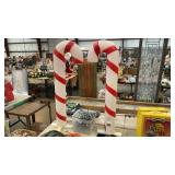 TWO CANDY CANE BLOW MOLDS, 39" TALL