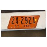 1953 TENNESSEE CAR TAG