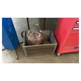 CRATE AND 5gal? GLASS JUG FULL OF PENNIES (some