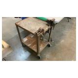 18x24x28" ROLLING METAL TABLE WITH VISES