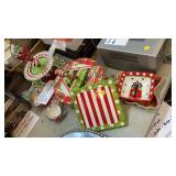 LOT OF CHRISTMAS SERVING SETS, PLATES