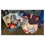 LOT OF FABRIC, SEWING ITEMS, ETC