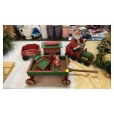 WOODEN CHRISTMAS TRAIN AND WAGON DECOR