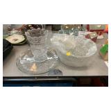 10" Pinch bowl/cups , platter & vase