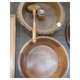 Vintage Nut Cracker Wooden  Log Bark with Bowl