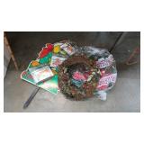 LOT OF CHRISTMAS DECOR, WREATHS, CARDS, SIGN