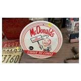 VINTAGE MCDONALDS METAL SIGN, TUPPERWARE CUPS