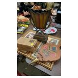 LOT OF VARIOUS DECOR, PRINTS, VASE, CANDLE HOLDER