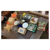 LOT OF HOLIDAY DECOR, GLASSES, PHONE CASE, ETC