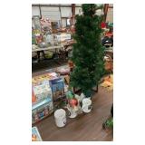 SMALL CHRISTMAS TREE, METAL TIN, MUGS, ETC