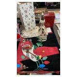 LOT OF CHRISTMAS DECOR, RUG, VILLAGE, ETC