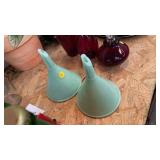 TWO JADEITE FUNNELS