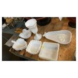 LOT OF MILK GLASS DISHES