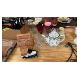 LOT OF GLASSES, PFALTZGRAFF TEAPOT, HALL