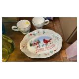 PFALTZGRAFF TEA CUPS AND PLATTER