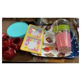 LOT OF SERVING DISHES, LANTERNS