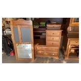CHEST OF DRAWERS WITH FOLDING MIRROR, 61x19x48"